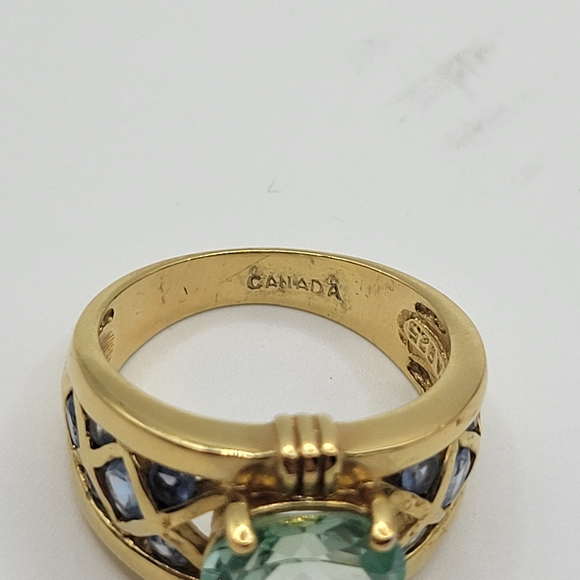 Vintage Sterling silver Vermil C^A Canada Aquamarine Lattice Filigree Ring - Picture 13 of 14